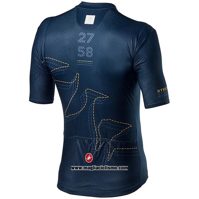 2020 Abbigliamento Ciclismo Giro d'Italia Spento Blu Manica Corta e Salopette